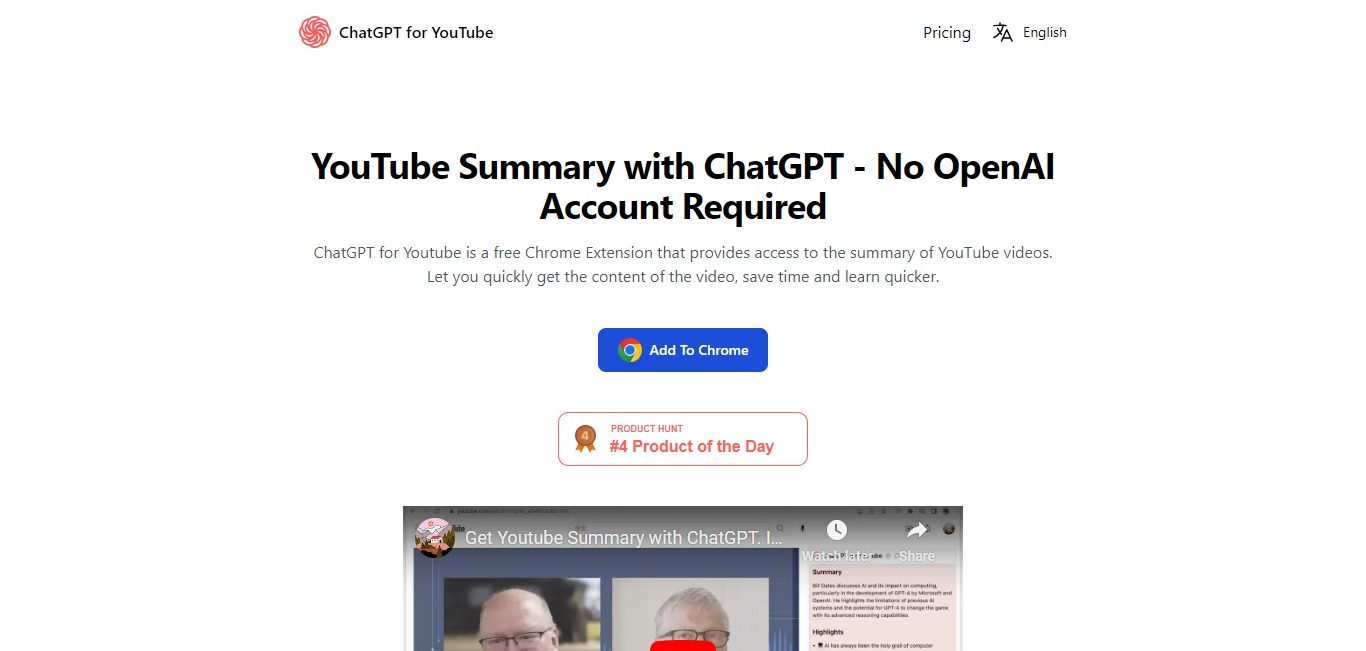 ChatGPT for Youtube